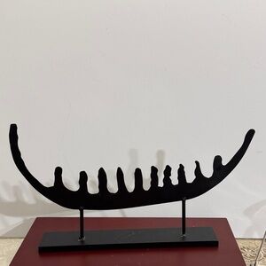 RARE vintage Brutalist style heavy metal sculpture viking boat by Anna Efverlund